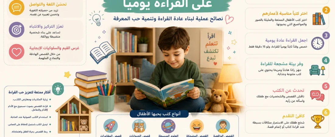 أفضل طرق تشجيع الأطفال على القراءة يوميًا: الدليل الشامل لبناء عادة تدوم مدى الحياة